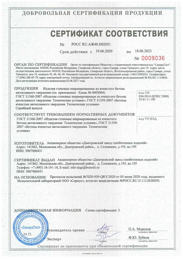  Добровольная сертификация продукции (Дмитровский завод газобетонных изделий)